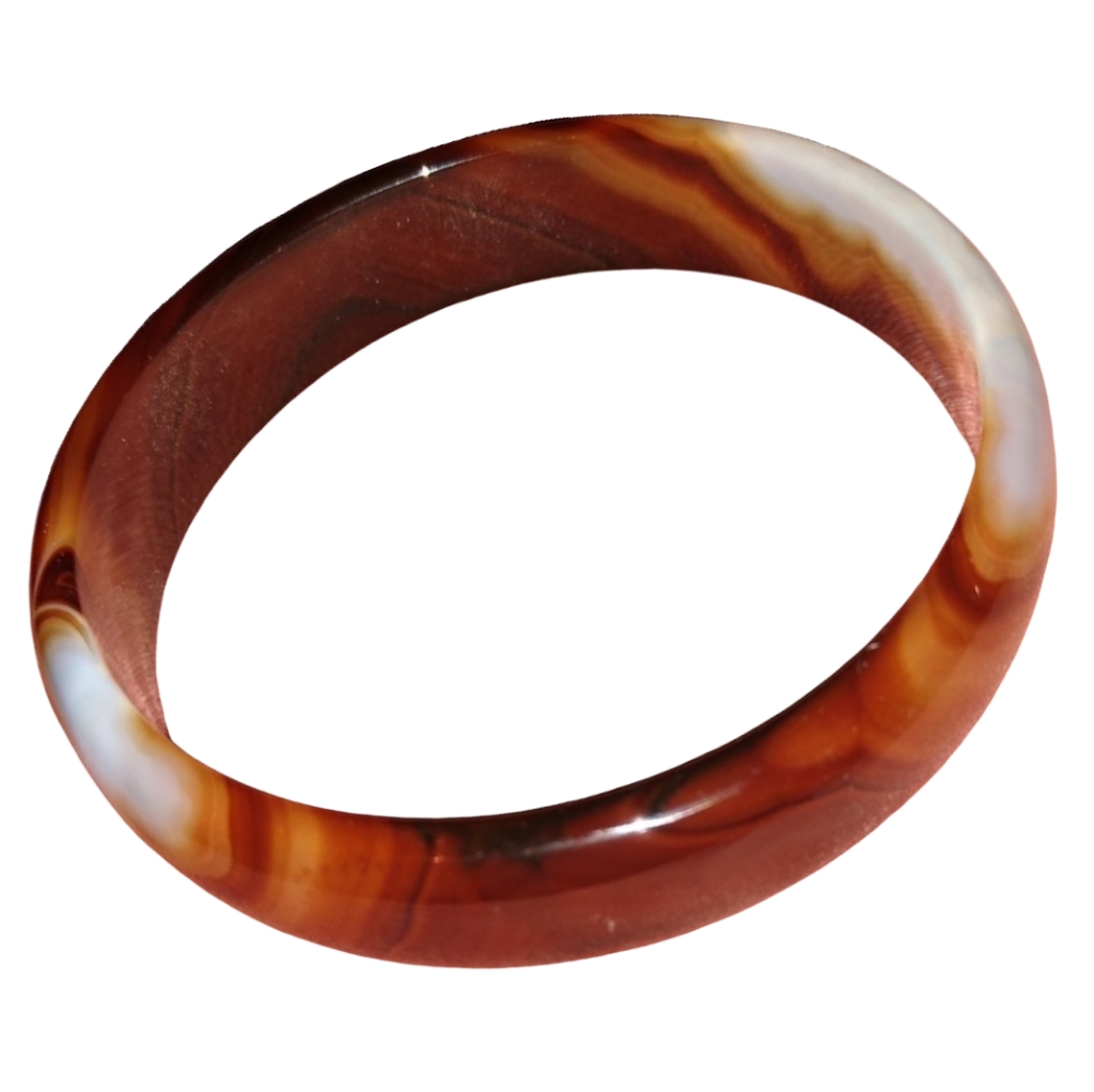 Stone Swirl Pattern Art Glass Boho Bracelet Bangle Brown White Hippie Bohemian 35$